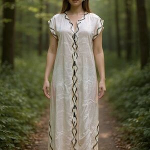 Ethiopian Traditional Dress Habesha Kemis Winter Beige Handwoven Linen